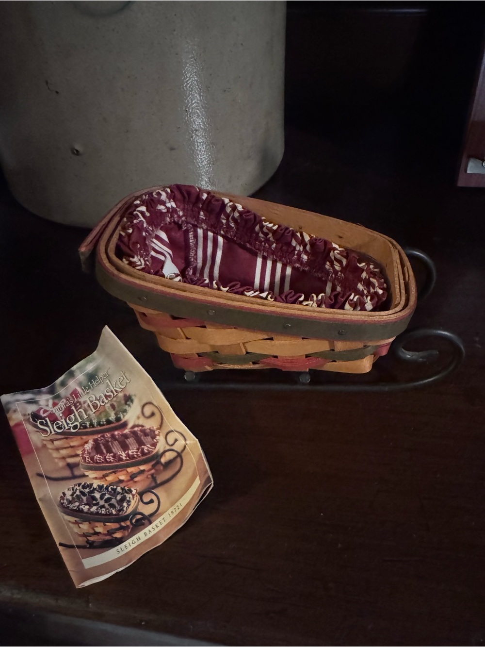 Longaberger Vintage 1999 Santa's Little Helper Sleigh Basket Set #19721